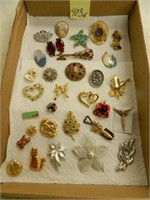 Vintage Brooches and Earrings Plus Newer Jewelry