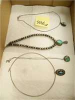 (4) Vintage Turquoise Necklaces, Most 15" Long