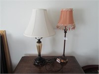 2 LAMPS 28" TALL -ONE HAS BEEN REPAIRED
