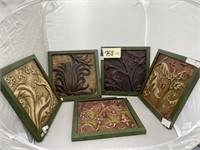 5 Framed Pressed Metal Décor 12"x12"