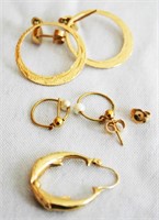 14K Gold Group of Assorted Earrings