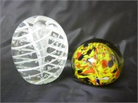 Lot of 2 Swirled Glass Paperweights