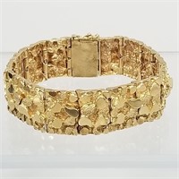 14K gold nugget motif bracelet - 77.6 grams -