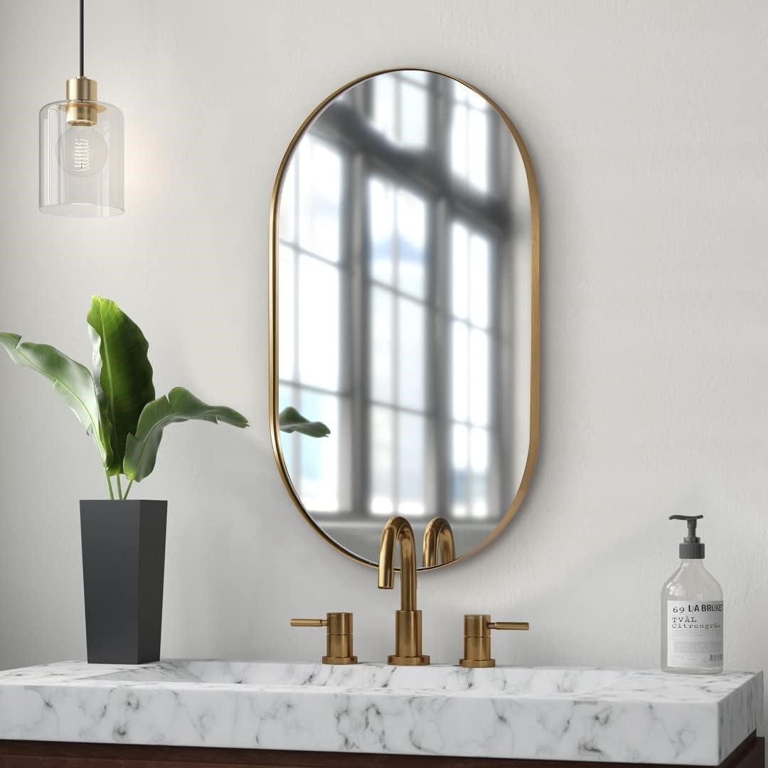ULN - ANDY STAR Gold Oval Bathroom Mirror
