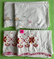 Vtg Needlework Pillowcases 2 sets