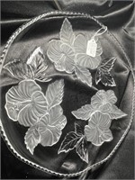 Vintage Mikasa Hibiscus Frost Flower Platter