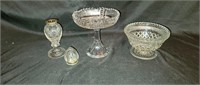 Cut Glass Compote, Bowl & Perfume Bottle