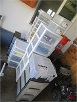plastic drawers, totes, contents