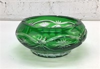7" Vintage bohemian Green cut the clear glass bowl