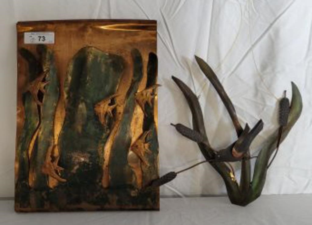 COPPER FISH AND BIRD SCENES, 12 X16 AND 14 X 14