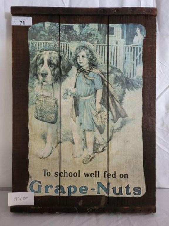 GRAPE NUTS WOOD PICTURE 17 X 24