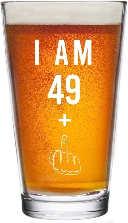 49 + Middle Finger 50th Birthday Beer Glass