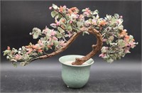 (L) Bonsai Tree. Ceramic Pot, Plastic Leaves &