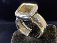 Sterling & Amber ring, size 10