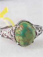 New Sterling Silver Green Turquoise Ring Sz 9