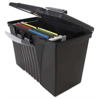 Portable File Storage Box w/Organizer Lid,