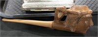 Hand Carved Wooden Tobacco Pipe.