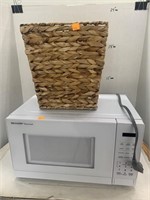 Microwave and Trashcan with some Bubblewrap