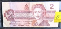 1986 CANADA "ROBIN" $2 NOTE