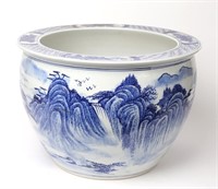 Chinese Blue & White Porcelain Fish Bowl