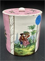 ANTIQUE HAND PAINTED FRANCE COVERED JAR