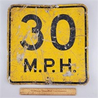 30 MPH Aluminum Road Sign - Bent