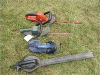 1690) 2 hedge trimmers, vacuum, leaf blower