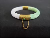 14k gold & jadeite bangle bracelet