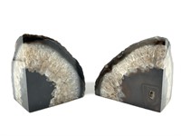 Pair of agate geode bookends, 4 1/4” h.