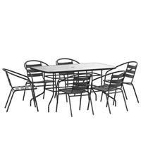 Flash Furniture Lila 7-Piece Glass Patio Table