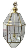 Vintage Brass & Glass Light Fixture