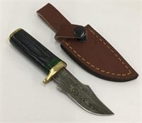 Damascene Blade Knife With Inlaid Handle