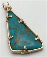 Turquoise Pendant In Gold Filled Mount