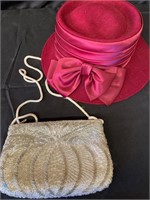 Felt Hat & beaded purse