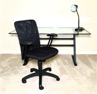 Modern Glass Desk with Mesh Office Chair