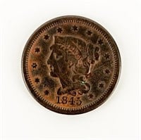 Coin 1845 Braided Hair Large Cent - F+