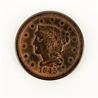 Coin 1845 Braided Hair Large Cent - F+