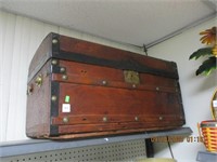 Antique Wooden & Iron Shipping Trunk-on the