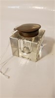 Ink Well Crystal w/ Brass Hinged Lid