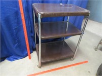 vintage brown metal kitchen utility cart