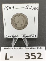 Silver Barber Quarter 1909