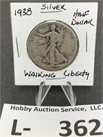 Silver Walking Liberty Half Dollar 1938