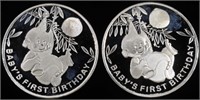 (2) 1 OZ .999 SILVER 2024 BABY'S FIRST BDAY ROUNDS
