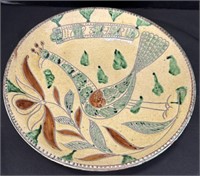 Redware Folk Art Pottery Charger.