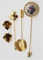 (L) Trifari Crown Stick Pins and Clip-on Earrings