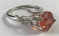 Sterling Silver and Orange Quartz Ring