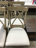 2 SIDE CHAIRS, WHITE AND TAN MSRP 199