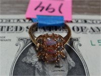 Gold Tone Avon Opal Looking & Rhinestone Ring Sz 7