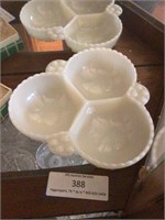 Milk Glass Compartment Dish