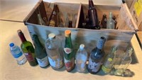 45pc Old Wooden Crate Full of Bottles 26x12x13